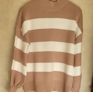 Wide Striped Tan and Cream Sweater Good Condition